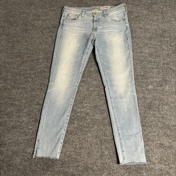 AG Adriano Goldschmied Jeans Womens 30 R Blue Legging Ankle Super Skinny Raw Hem - Picture 1 of 16